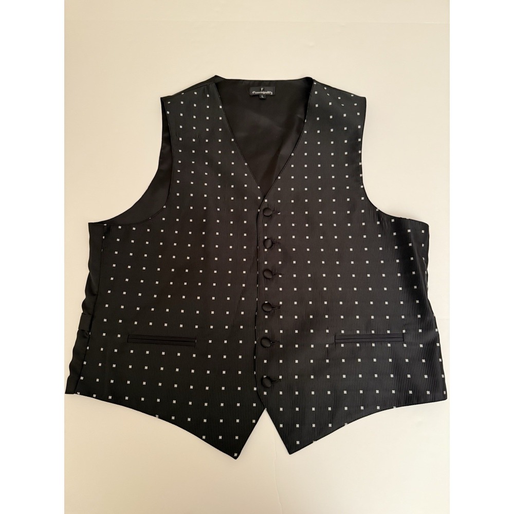 Fumagalli's Men's Black Button Front Vest Large Square Pattern